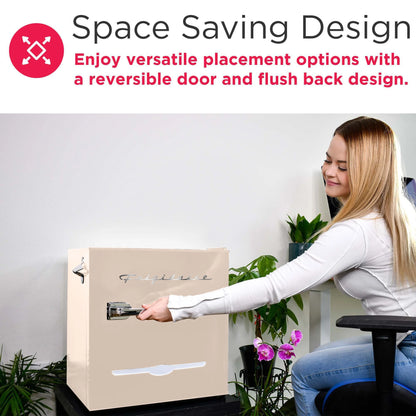 Frigidaire 1.6 Cu. Ft. Retro Mini Refrigerator – Coral | Built-In Bottle Opener