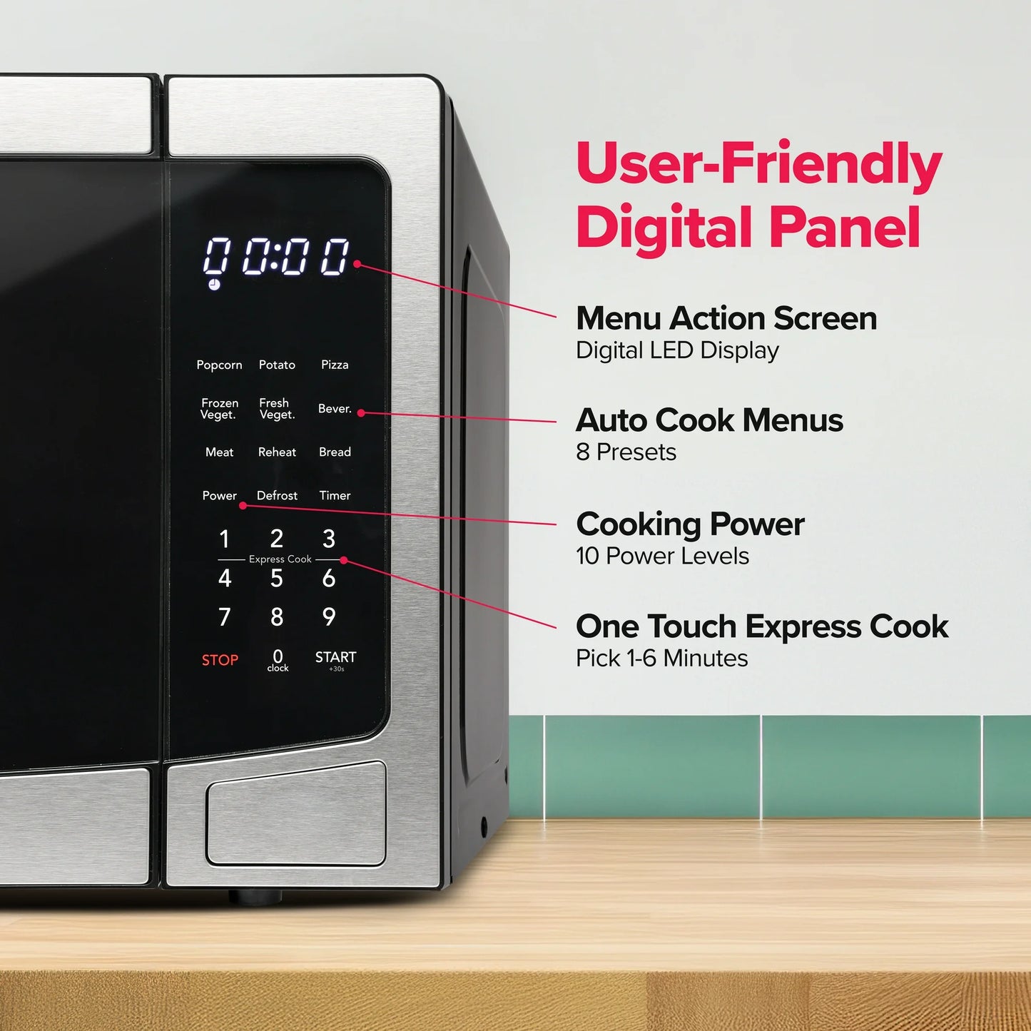 Frigidaire 1.1 Cu. Ft. Countertop Microwave – Stainless Steel | 1000W, One-Touch Cooking