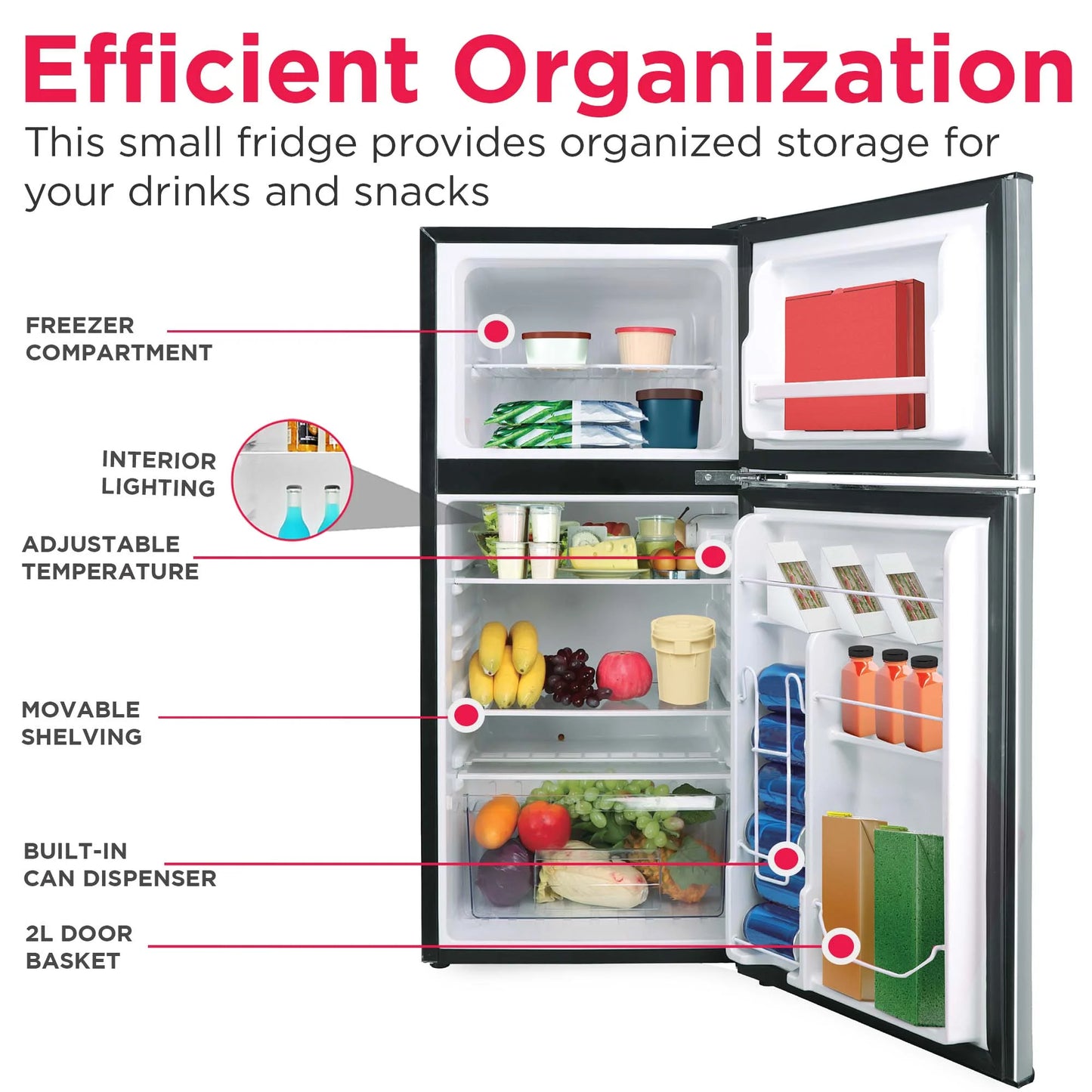 Frigidaire 4.5 Cu. Ft. 2‑Door Compact Refrigerator – Platinum with Chrome Trim | Top Freezer & Adjustable Shelves