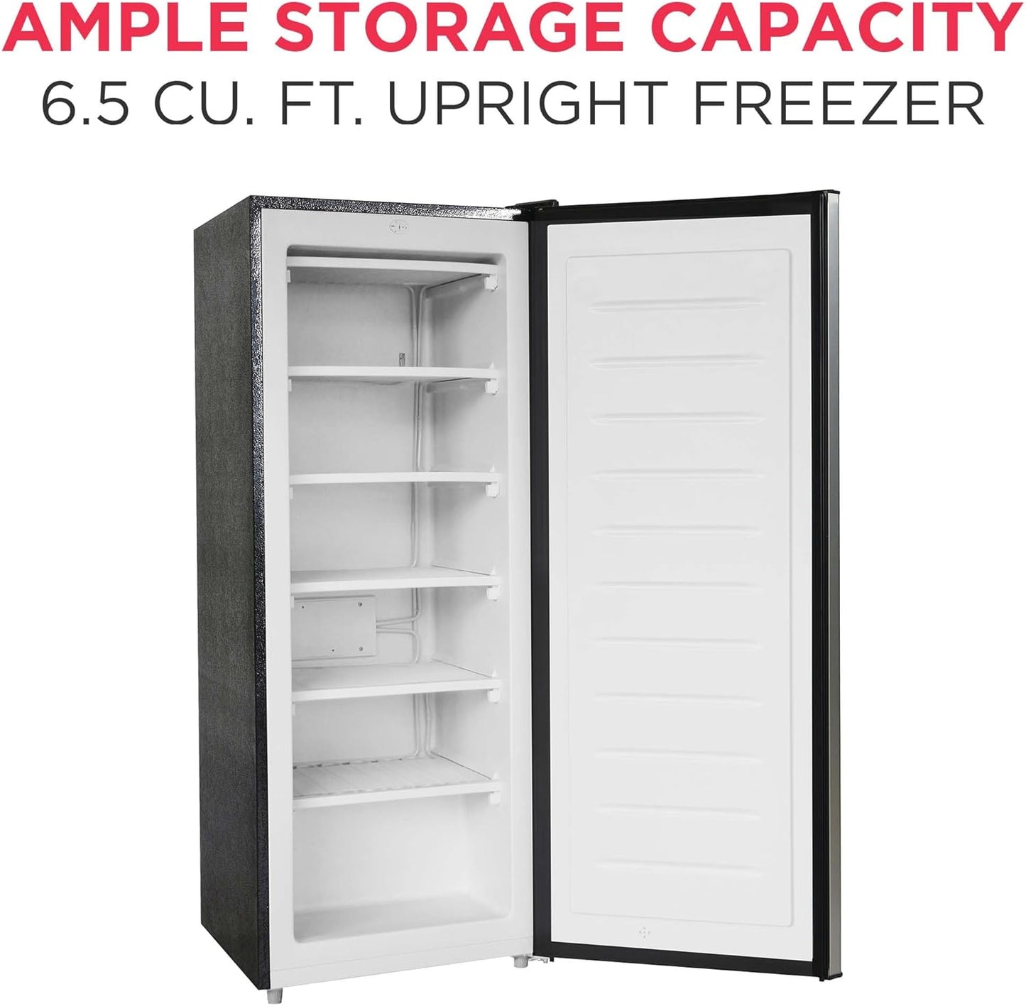 Frigidaire 6.5 cu. ft. Upright Freezer – Platinum Silver | Compact Deep Freezer