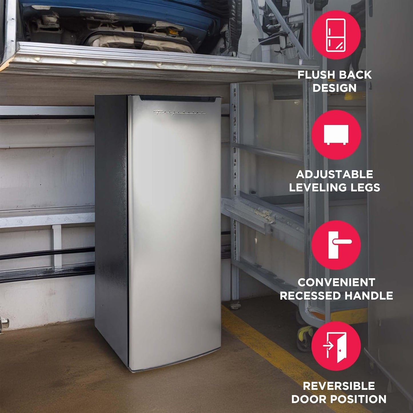 Frigidaire 6.5 cu. ft. Upright Freezer – Platinum Silver | Compact Deep Freezer