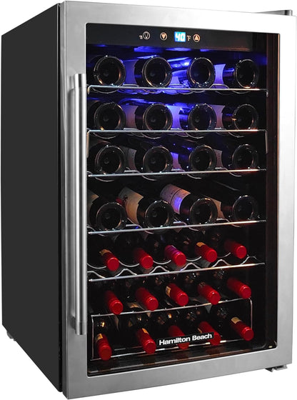 Hamilton Beach 43-Bottle Wine Cooler – Digital Touch & LED Lighting