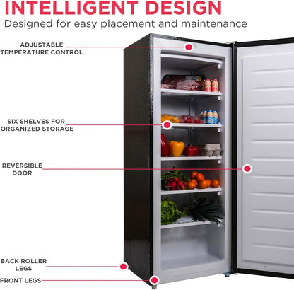 Frigidaire 6.5 cu. ft. Upright Freezer – Platinum Silver | Compact Deep Freezer