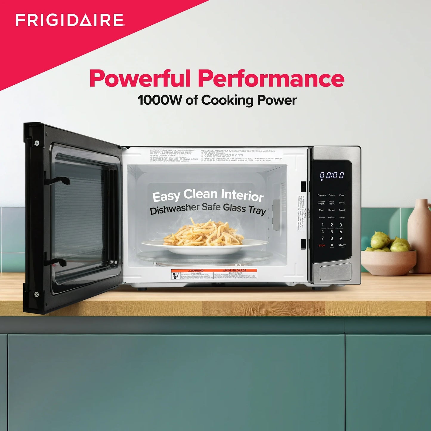 Frigidaire 1.1 Cu. Ft. Countertop Microwave – Stainless Steel | 1000W, One-Touch Cooking