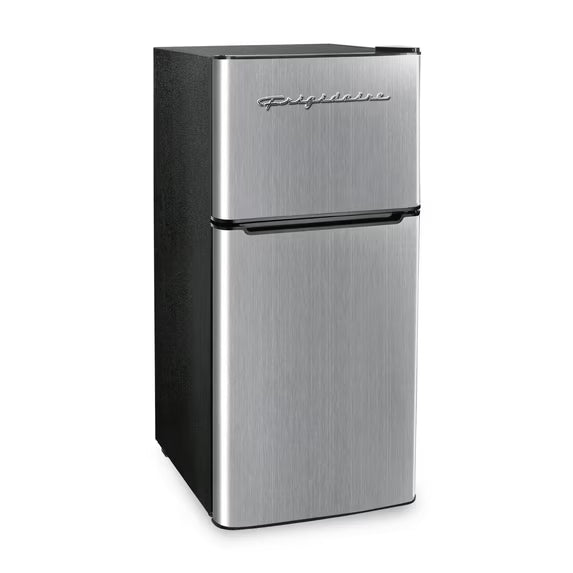 Frigidaire 4.5 Cu. Ft. 2‑Door Compact Refrigerator – Platinum with Chrome Trim | Top Freezer & Adjustable Shelves