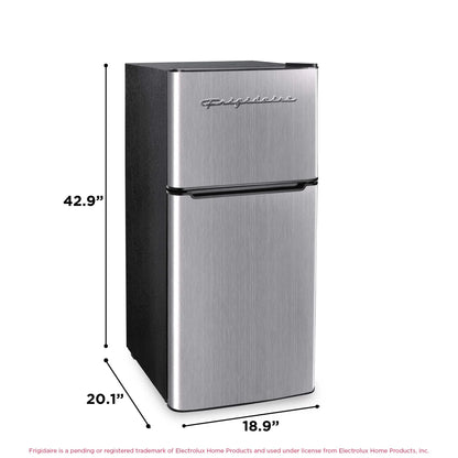 Frigidaire 4.5 Cu. Ft. 2‑Door Compact Refrigerator – Platinum with Chrome Trim | Top Freezer & Adjustable Shelves