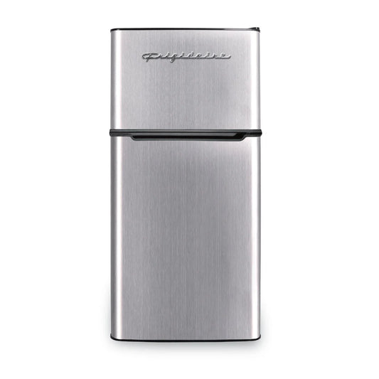 Frigidaire 4.5 Cu. Ft. 2‑Door Compact Refrigerator – Platinum with Chrome Trim | Top Freezer & Adjustable Shelves