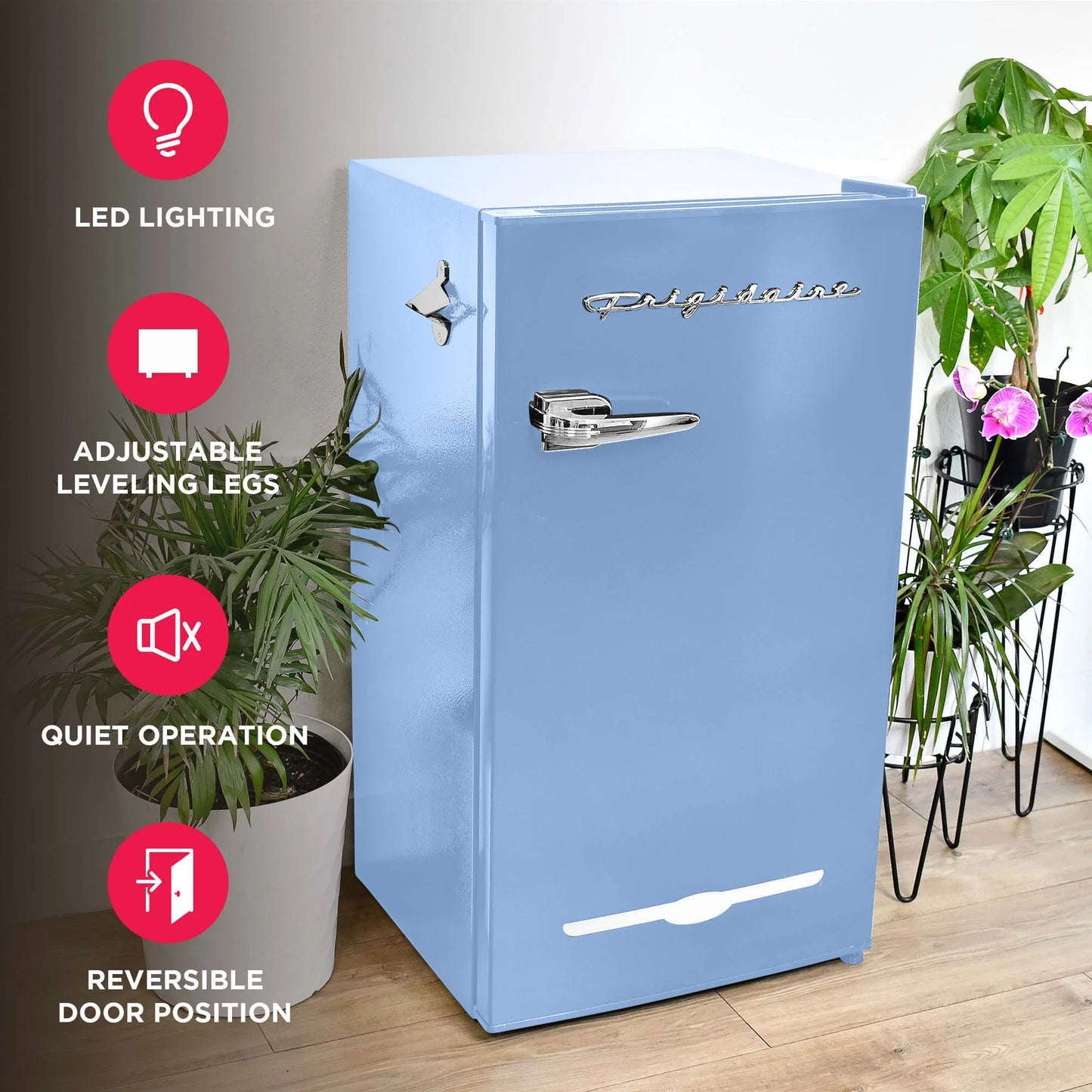 Frigidaire 3.2 Cu. Ft. Retro Mini Refrigerator – Blue | Side Bottle Opener & Adjustable Shelves