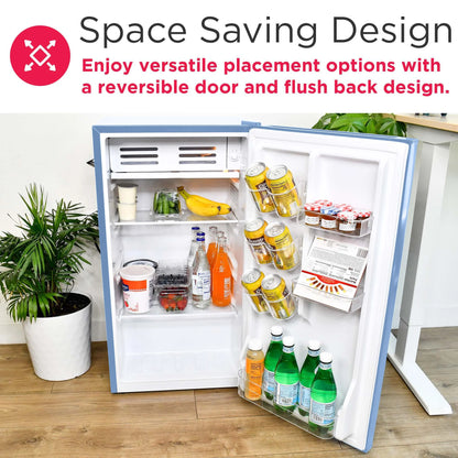 Frigidaire 3.2 Cu. Ft. Retro Mini Refrigerator – Blue | Side Bottle Opener & Adjustable Shelves