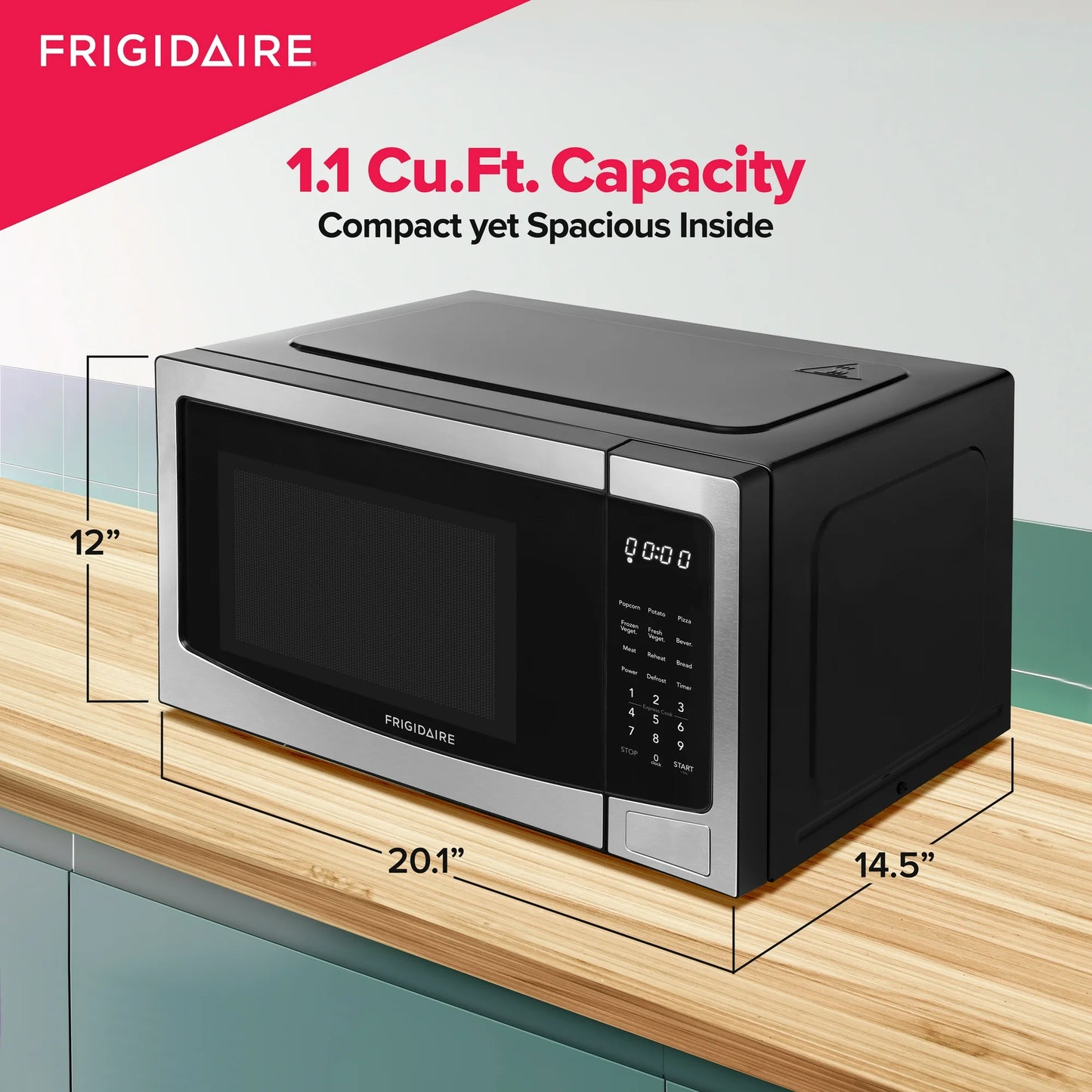 Frigidaire 1.1 Cu. Ft. Countertop Microwave – Stainless Steel | 1000W, One-Touch Cooking