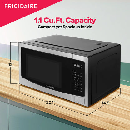 Frigidaire 1.1 Cu. Ft. Countertop Microwave – Stainless Steel | 1000W, One-Touch Cooking